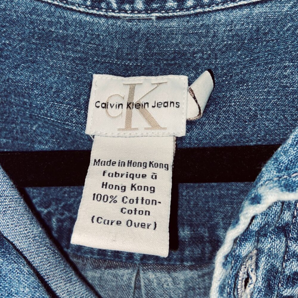 Vintage 90s Calvin Klein Jeans Mens 100% Cotton Overshirt Size XL - Picture 3 of 4